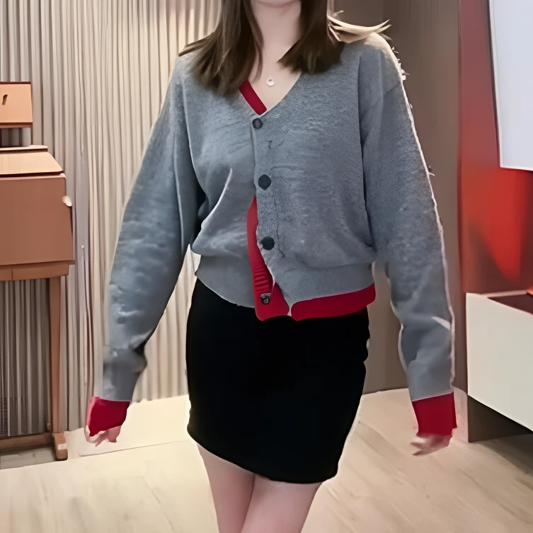 洋气设计感拼色假两件毛衣时尚气质减龄针织打底衫LK2501136