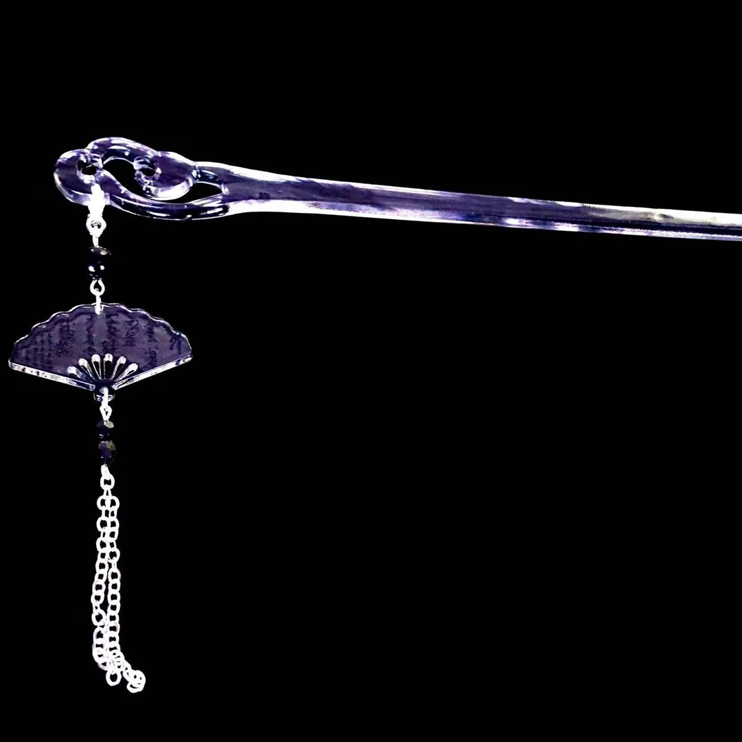 【CS002】新中式古风流苏二次元扇子醋酸发簪