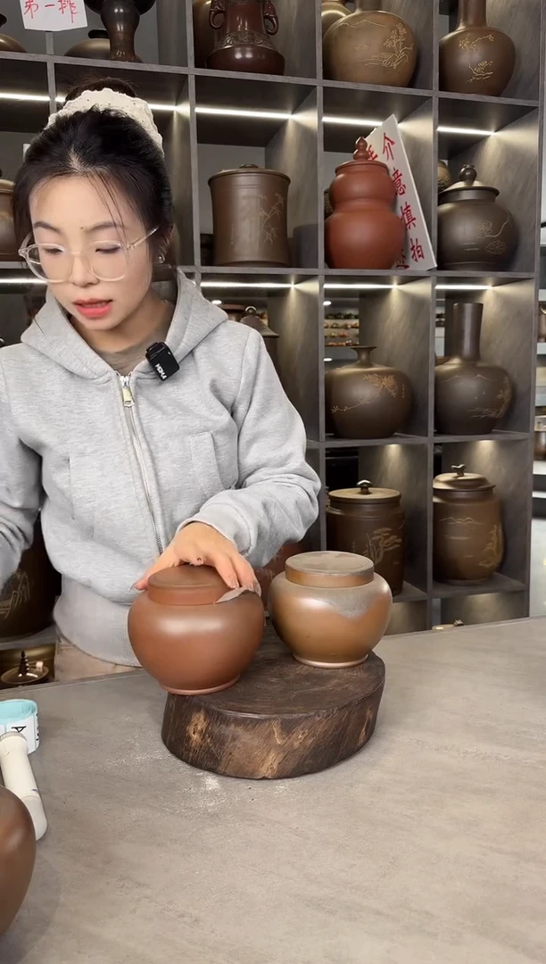 【闪购商品】罐本陶手作泥兴陶手工柴烧半斤装1对（瑕疵