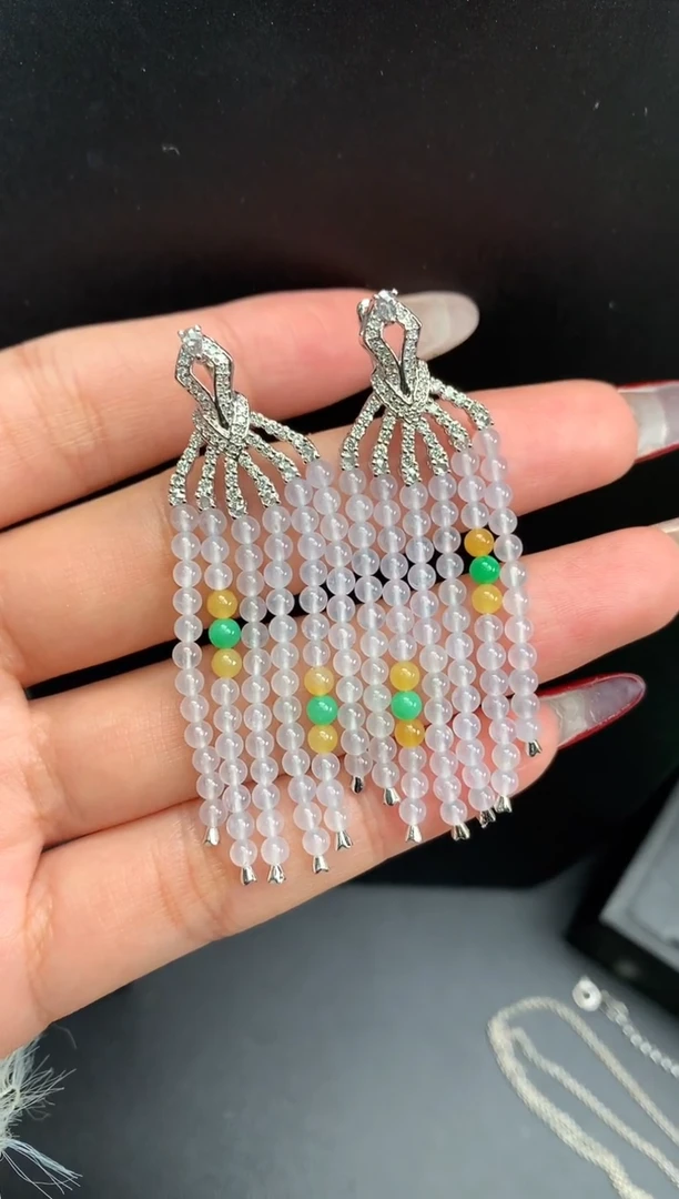 【闪购商品】翡翠颈饰18K金镶嵌耳饰1525