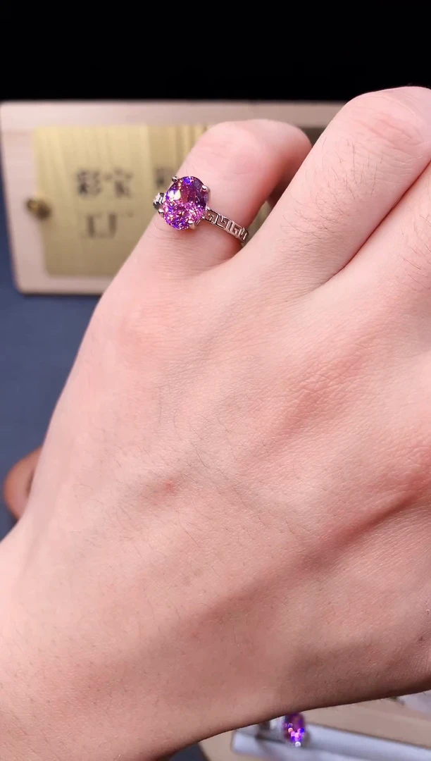双色碧玺戒指银S925镶嵌5625
