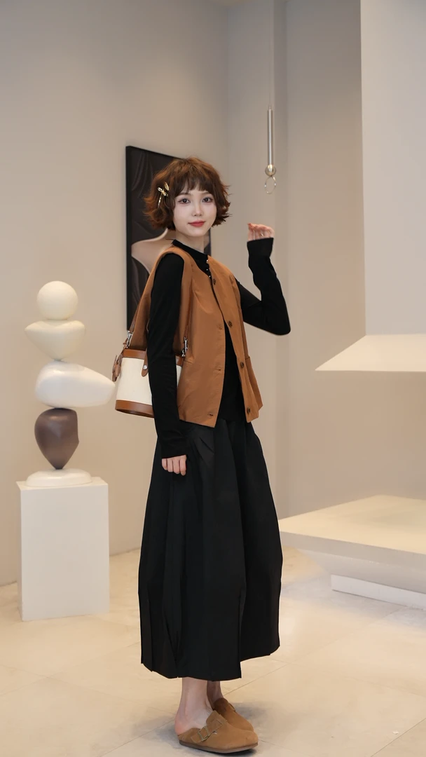 2.15【薇薇绮】春季新款短款圆领马夹A15