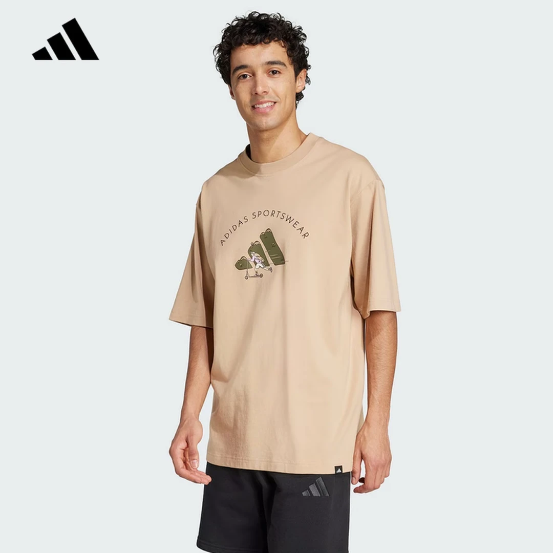 Adidas阿迪达斯2025夏季新款男子纯棉运动休闲短袖T恤JJ3967