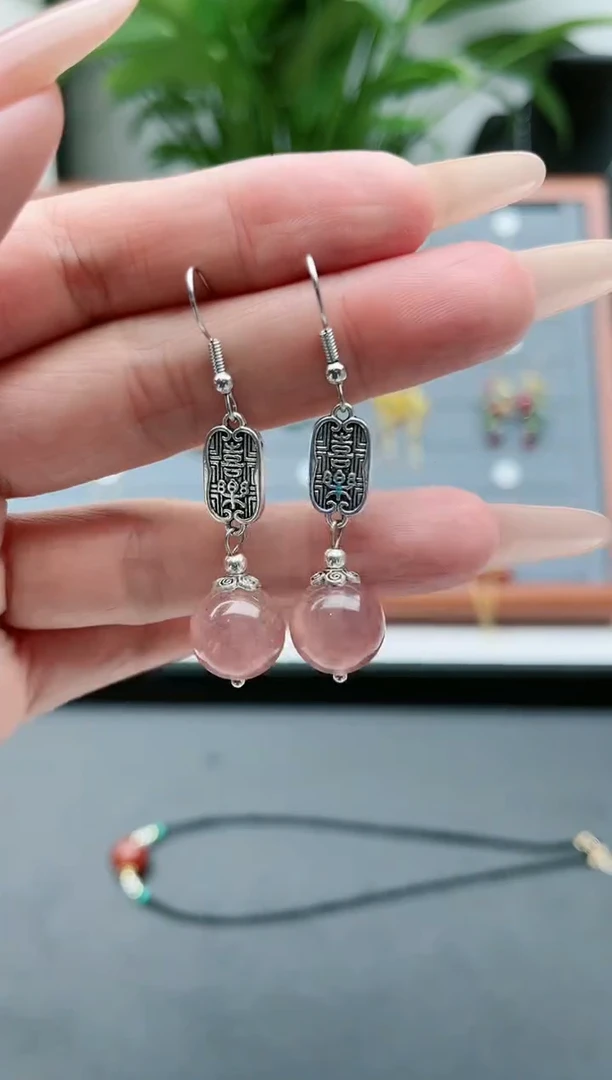 【闪购商品】水晶耳饰银S925镶嵌376草莓晶