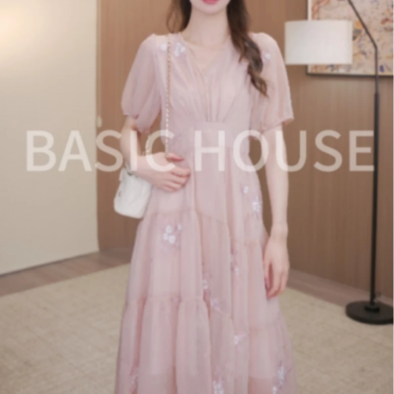 Basic House/百家好夏季新款2025新品女长款连衣裙Q632