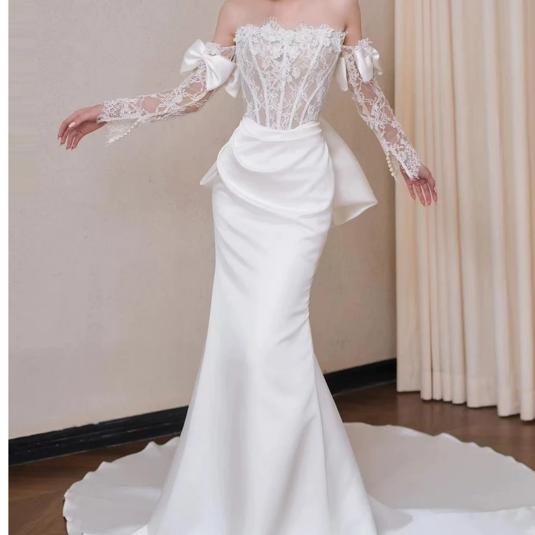 白色主持敬酒生日精美礼服