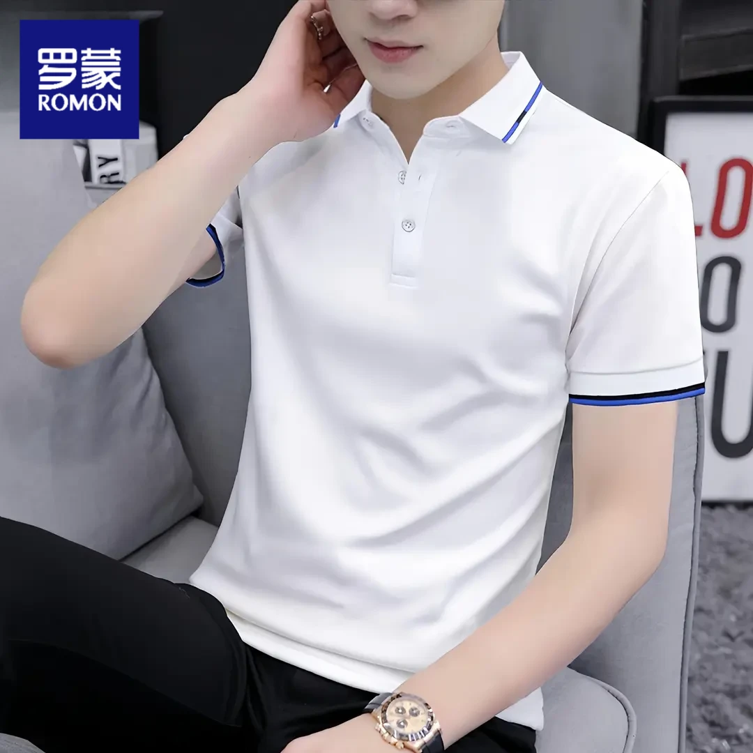 Romon/罗蒙短袖T恤男士夏季薄款上衣服休闲商务翻领polo衫韩版潮T
