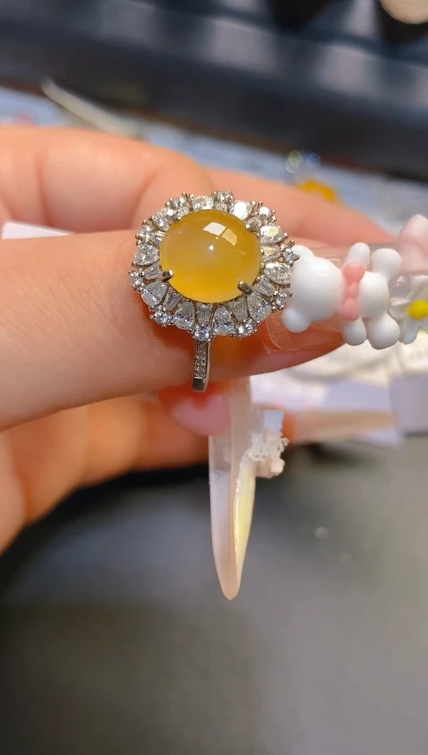 银S925镶嵌翡翠耳饰天然