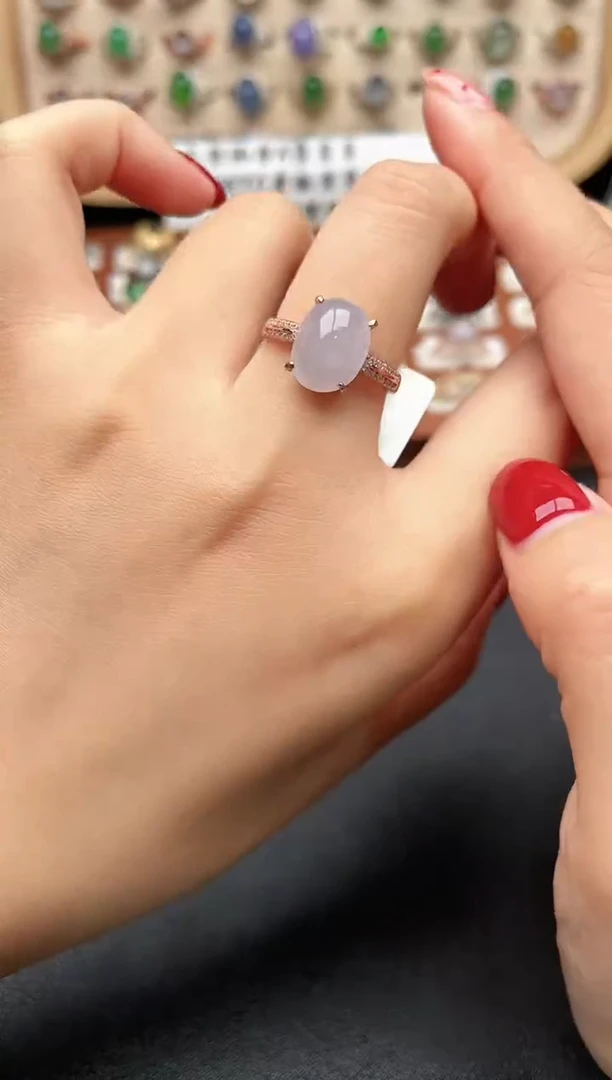 银S925镶嵌戒指翡翠一物一证一礼盒