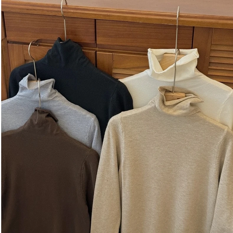 韩系云感半高领纯色时尚弹力打底衫9005