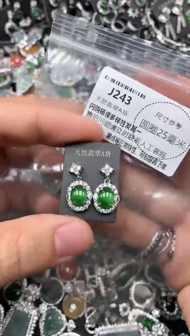 翡翠未镶嵌颈饰J243耳钉