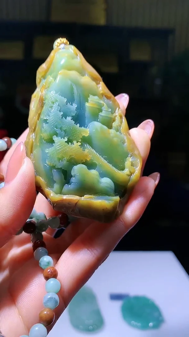 【闪购商品】定制翡翠未镶嵌1071hm-毛货挂件赠珠链26