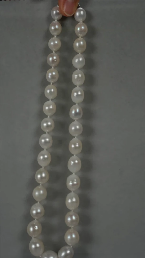 项链银S925镶嵌海水珍珠澳白10-13mm