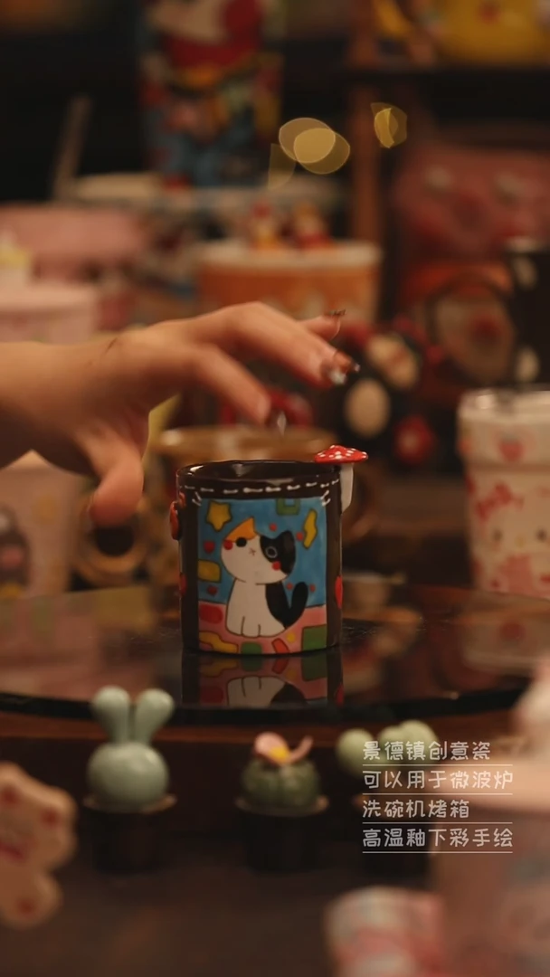 陶瓷景德镇可爱陶瓷釉下彩绘设计师款