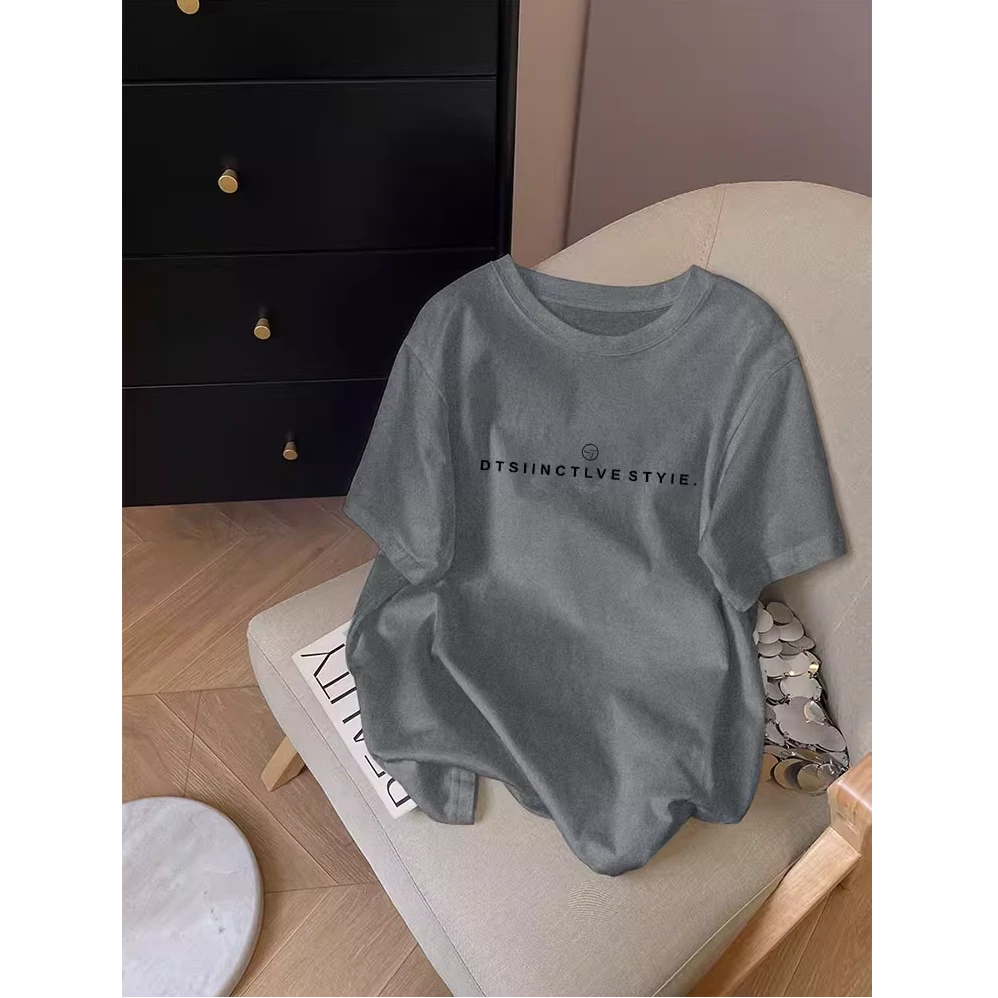 2025正肩磨毛短袖t恤女韩版宽松休闲百搭上衣加厚体恤内搭打底衫