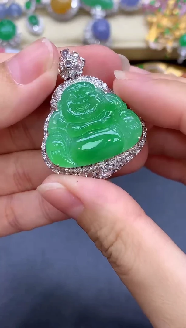 颈饰18K金镶嵌翡翠503-中国好珍宝