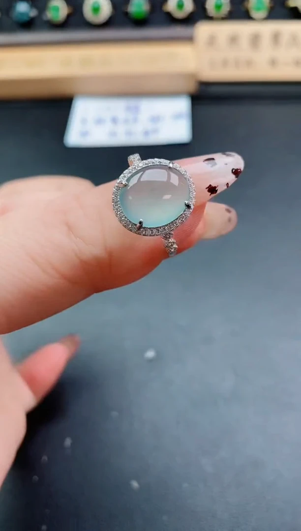 银S925镶嵌戒指翡翠1
