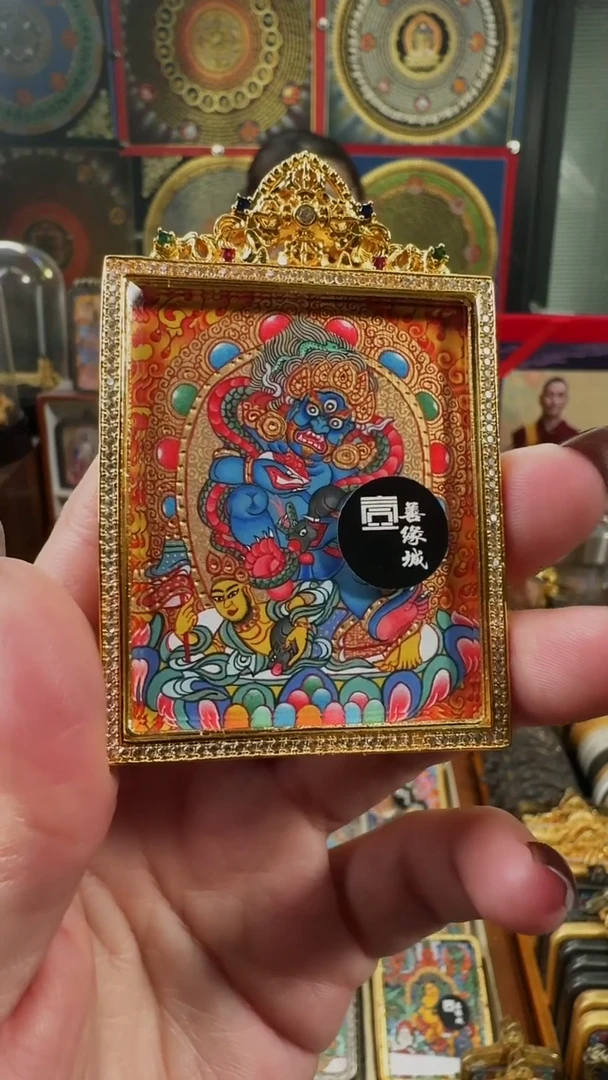 吊坠 壹善缘城手绘唐卡黑C