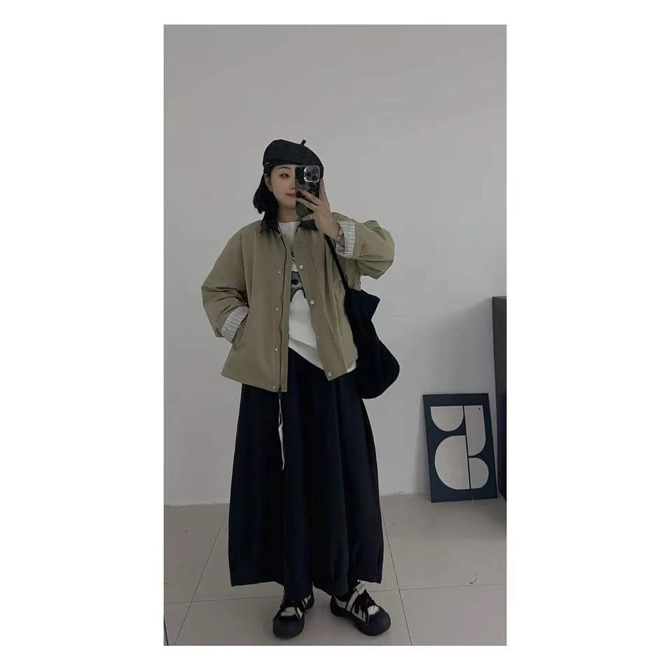 【夹克】复古调性小皮领短款夹克外套7629