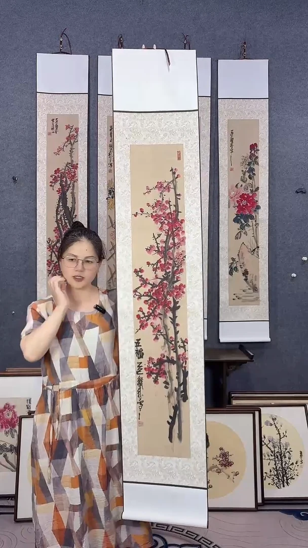国画175*32吴铁成手绘卷轴