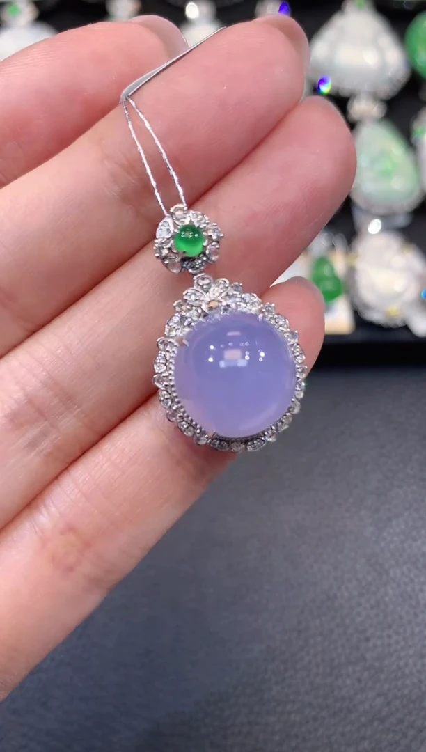 吊坠(不含链)18K金镶嵌翡翠c65