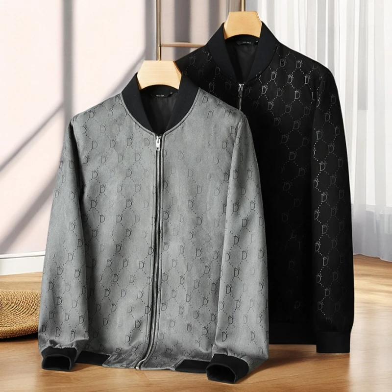 2025年轻奢时尚潮流帅气夹克男士大码棒球服秋季新款胖子休闲外套