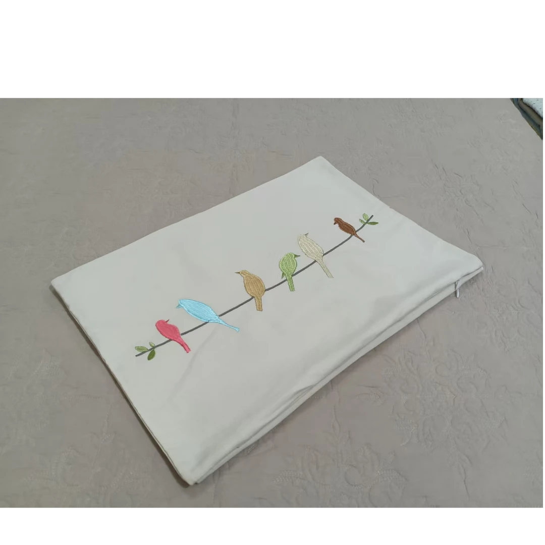 彩鸟栖枝-纯棉绣花枕套（微瑕）