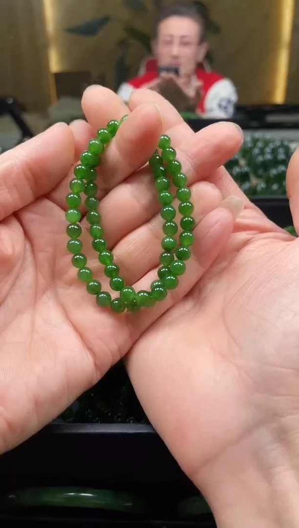 【闪购商品】和田玉（碧玉）手链未镶嵌卡6手串两圈（多样性发一）
