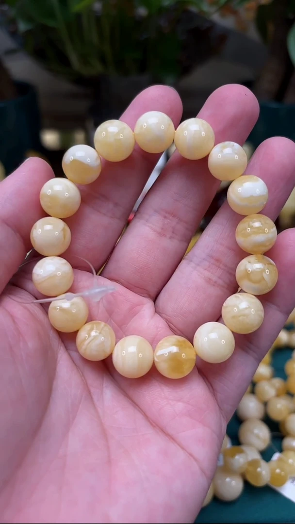 手链蜜蜡未镶嵌p46臻品收藏白花蜡单圈 14.21克 11mm