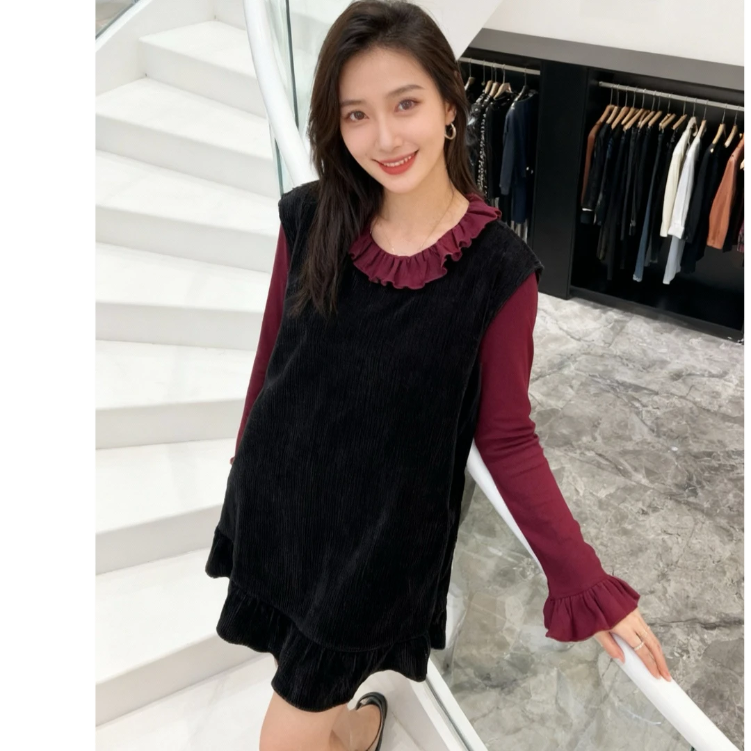 胖妹妹显瘦套装欧货高端定制黑色减龄大码加厚小众高级感两件套