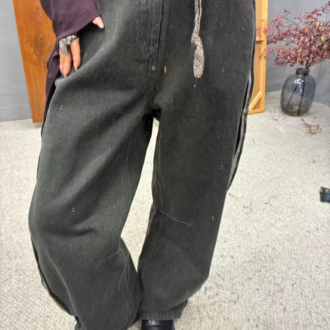 慵懒风牛仔裤复古港风可爱风加绒加厚时尚8702