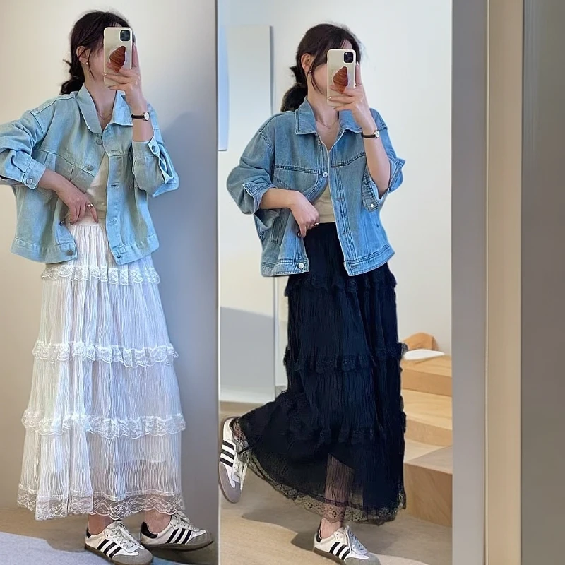 【VV薇薇春秋款新品上新】法式少女风复古港风时尚裙子显瘦套装蕾丝