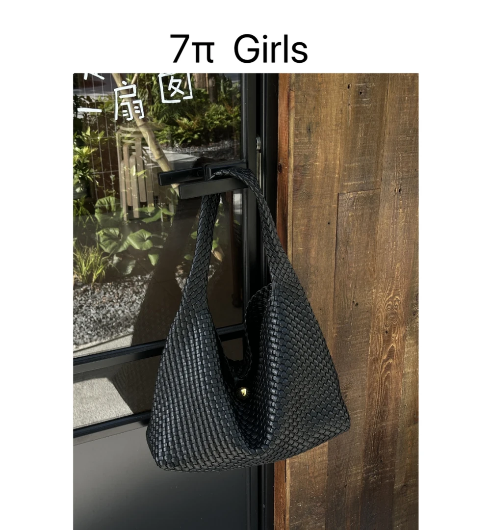 黑色高级感通勤编织金球手提包大容量百搭HOBO腋下单肩包托特包女