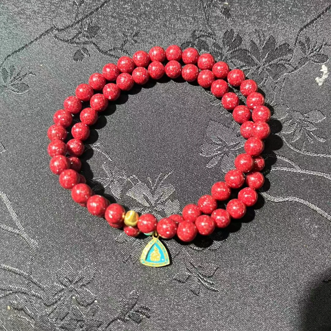 天然辰砂高品质纯透晶体卡6mmS九二五双圈手链