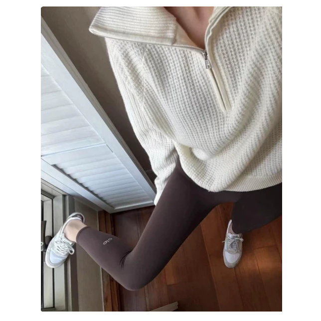 25早秋新款华夫格拉链高领慵懒百搭简约潮流针织衬衫女外套