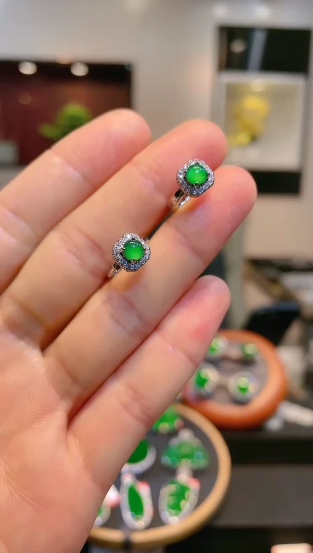 翡翠未镶嵌颈饰A26天然A货翡翠耳饰