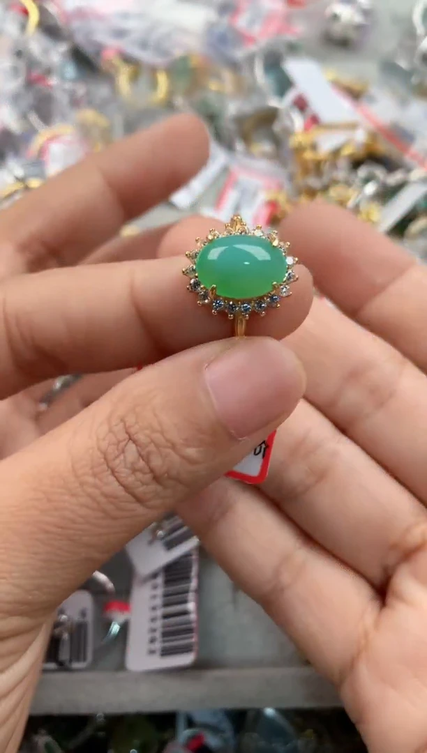 银S925镶嵌戒指翡翠111           10