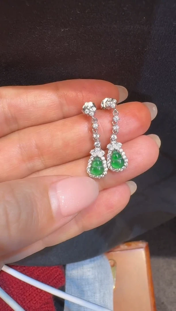 【闪购商品】翡翠耳环银S925镶嵌耳坠