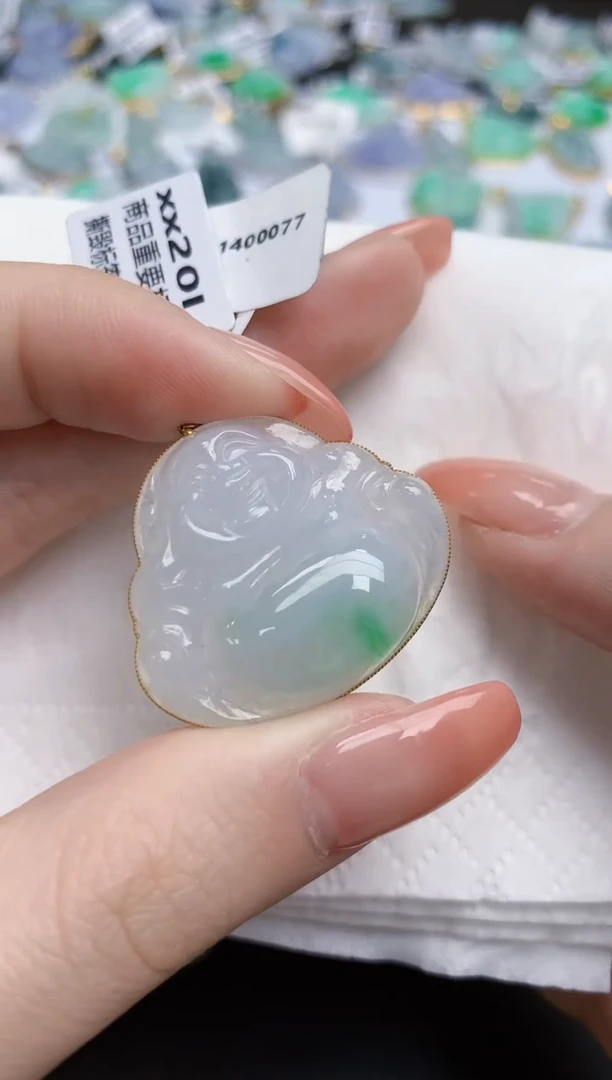 【闪购商品】翡翠颈饰18K金镶嵌天然缅甸翡翠A货