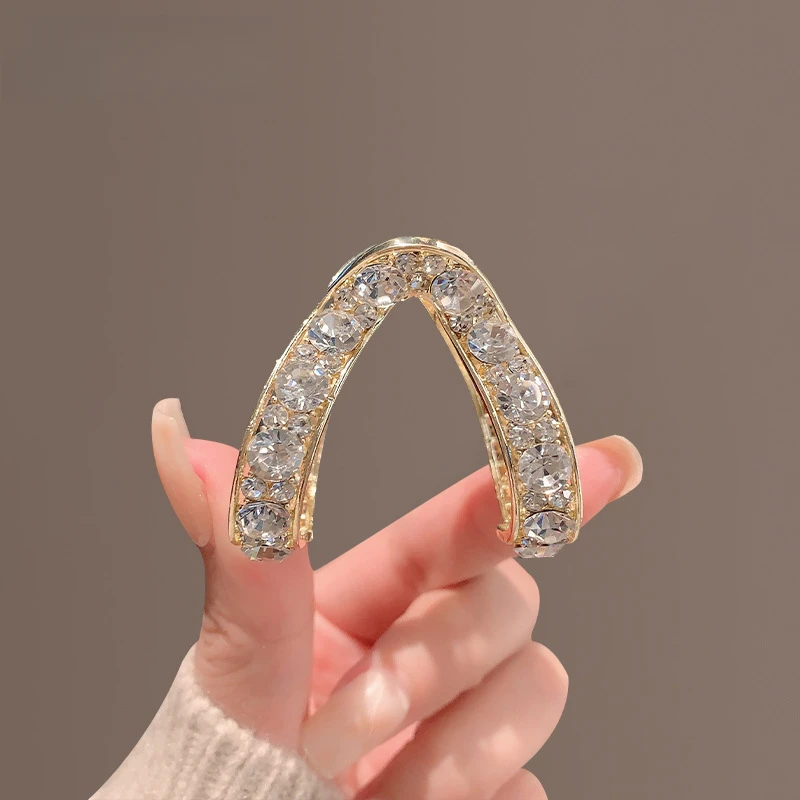 V形满钻合金高马尾抓夹高级感气质百搭发夹发卡发饰水钻发夹头饰