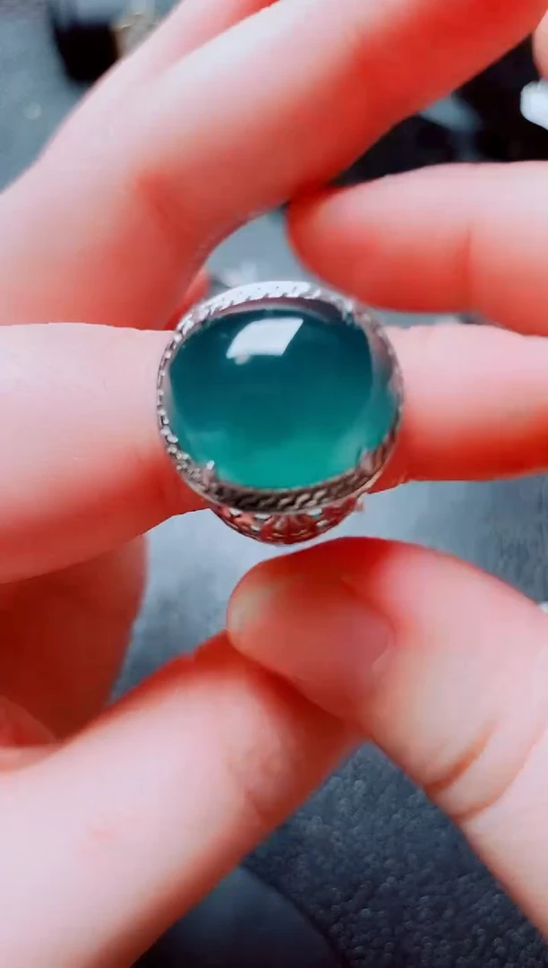 银S925镶嵌戒指翡翠翡翠