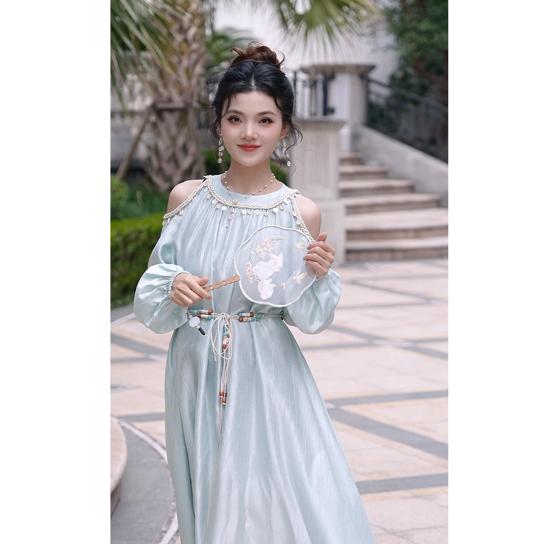 简&搭【千屿Sheila】缪斯女神流光溢彩连衣裙送腰带0327-1101978