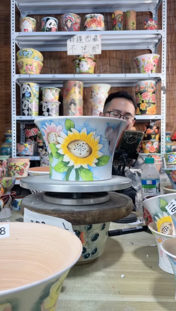 【闪购商品】摆件170陶花岛多肉陶瓷花盆罐——微瑕