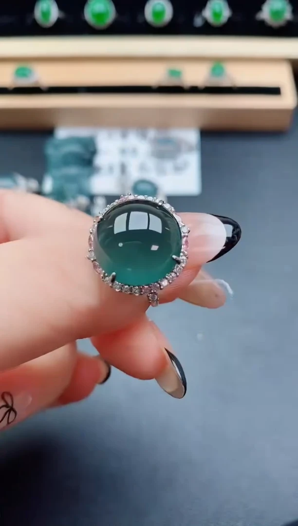 翡翠戒指银S925镶嵌1