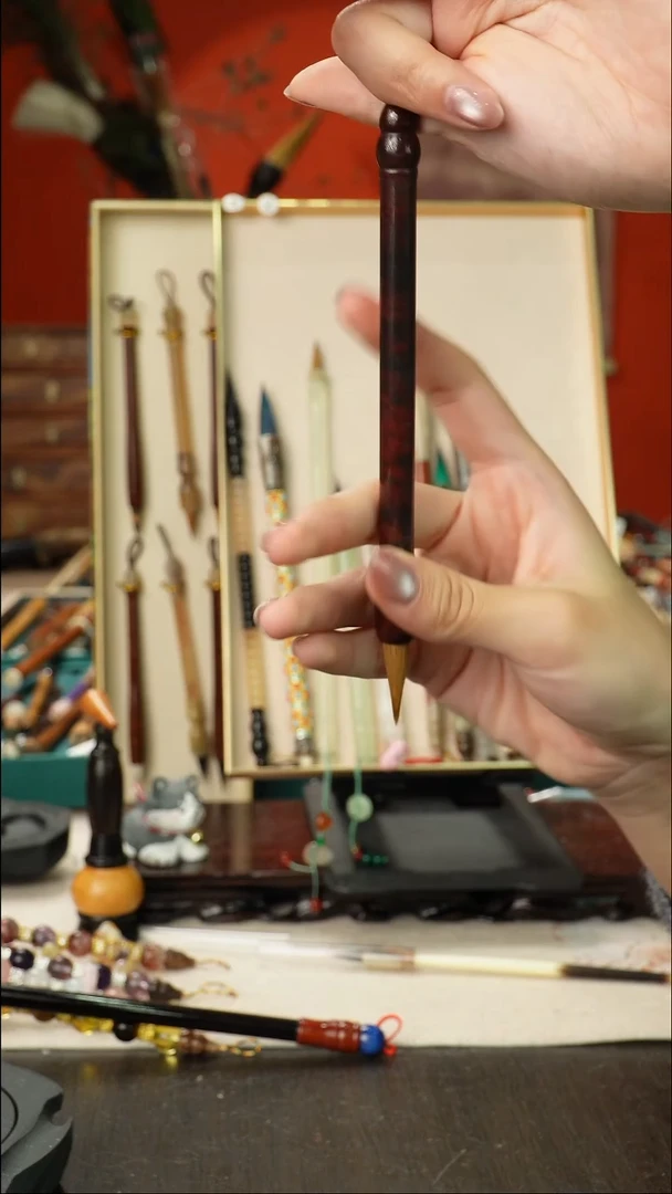 30号孤品高货毛笔链接 清水试笔 蘸墨不退