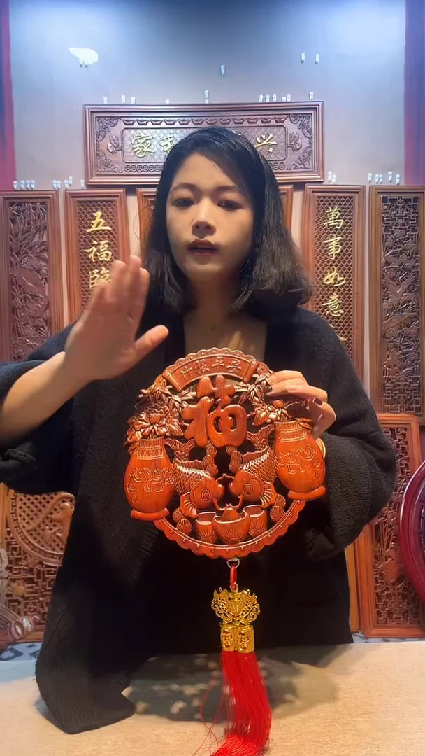 香樟木木雕款香樟木27-28公分竹报平安双鱼抱福