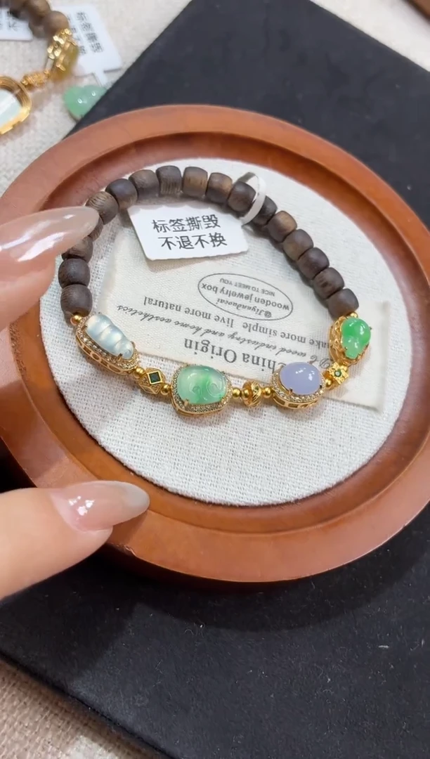 吊坠(不含链)银S925镶嵌翡翠手串