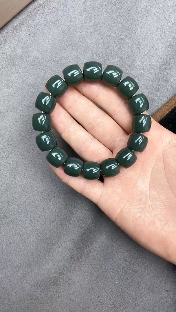 手串未镶嵌和田玉纯天然新疆且末冰底瓷蓝14直切货头