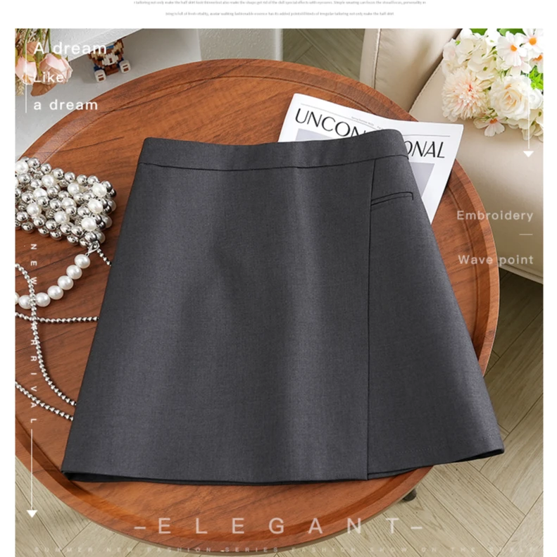 灰色高级感半身裙女春秋季2025新款西装裙高腰显瘦A字裙短款裙子
