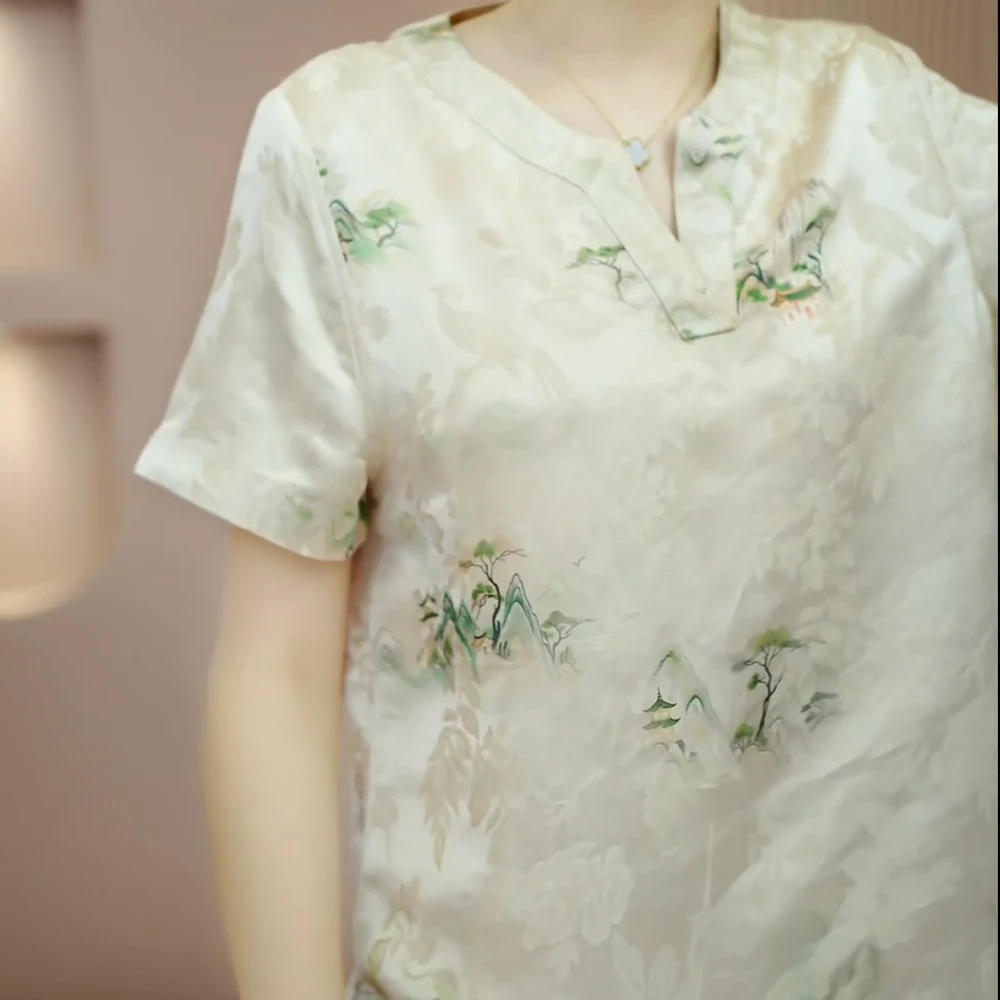 【山海短袖】香云纱斜襟短袖C5707